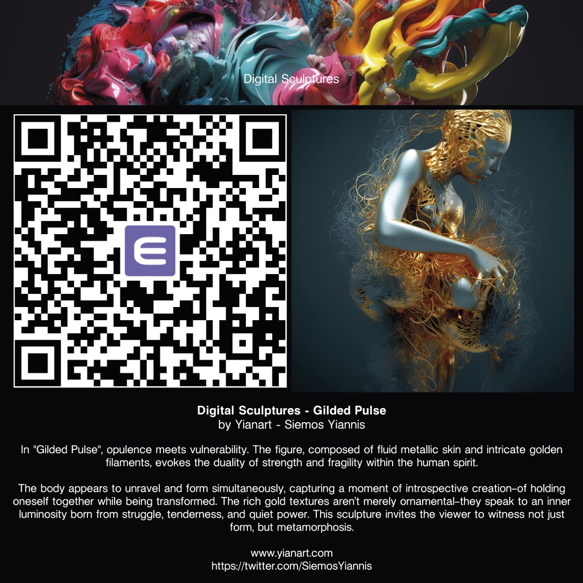 💥 Collection: Digital Sculptures
💥Artwork: Gilded Pulse
Total Supply: 100 / Beam Supply: 47

Claim Now!
nft.io/beam/claim/429…

#nft #nftarts #nftartist #nftartists #nftartwork #nftartcollector #crypto #Cryptocurency #blockchain #digitalart #yianart #enjin