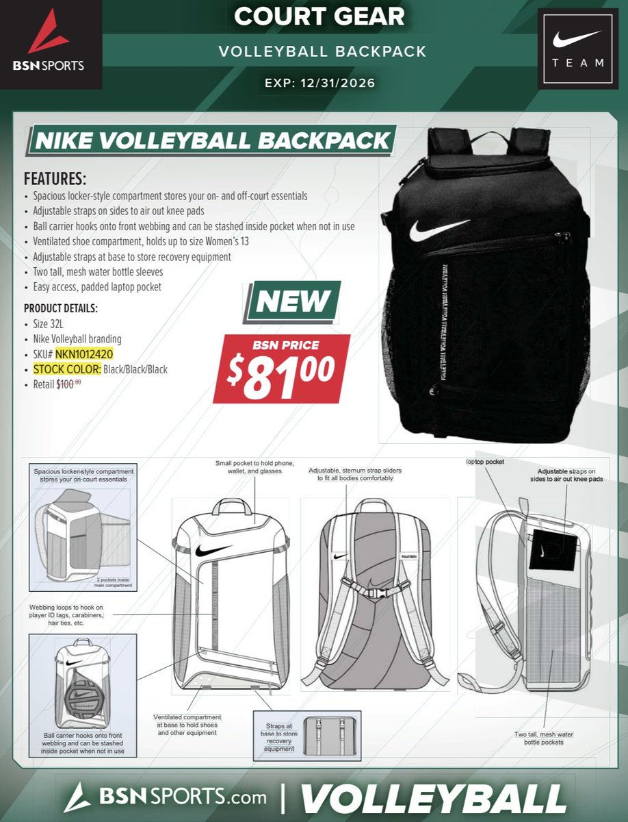 🏐Nike just released a NEW Volleyball bag!🏐

⬇️ Check it out &amp; let us know how we can help get them to you &amp; your volleyball players!💥