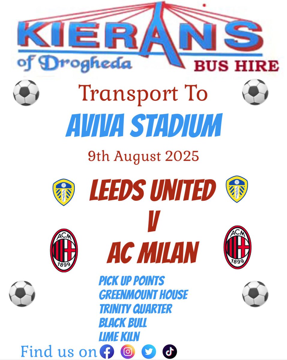 Seats available to the #Leedsunited match 
Seats can be booked using the link below 

…ogheda-mini-coach-hire.sumupstore.com/product/leeds-…