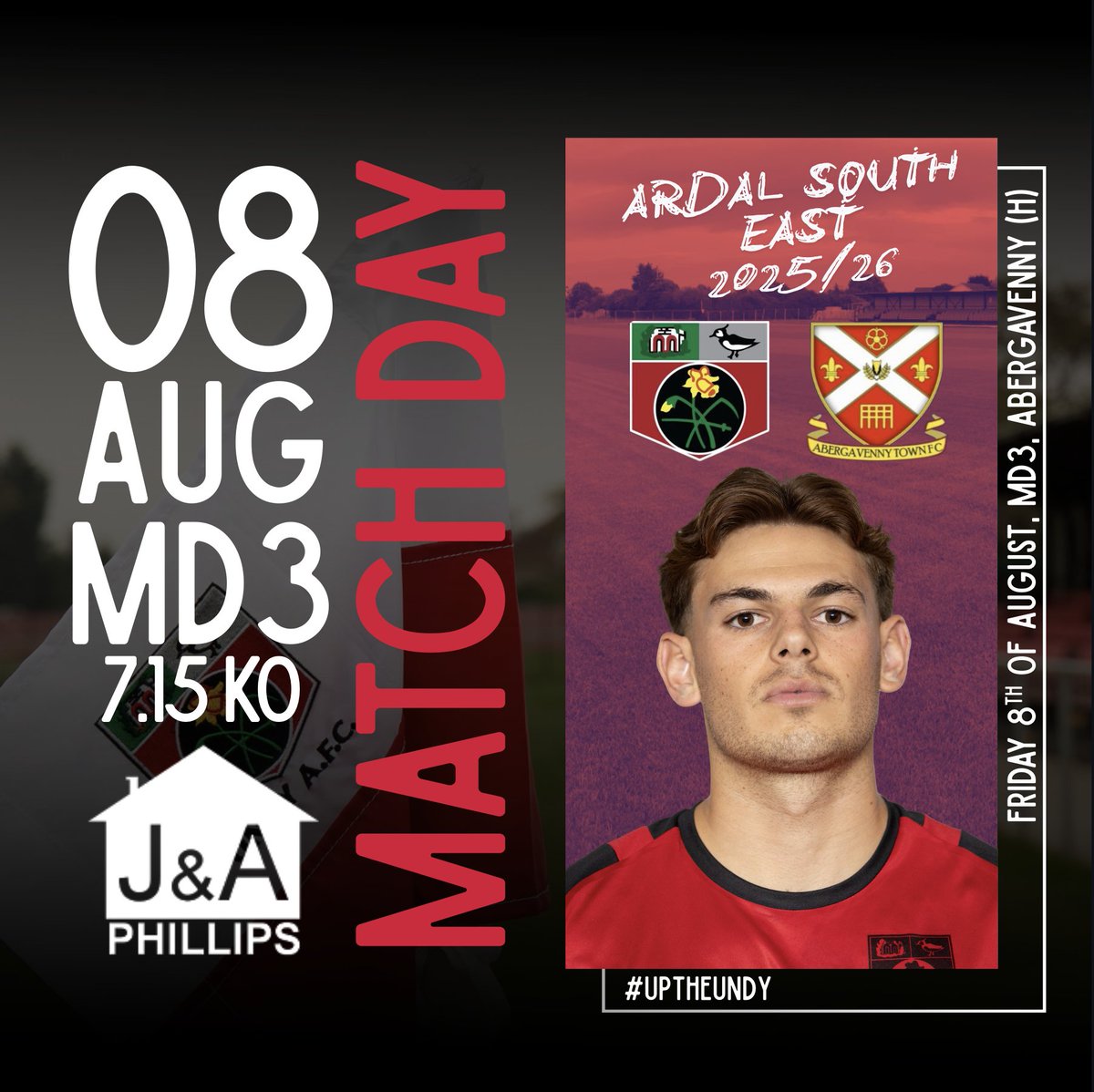 UndyAFC's tweet photo. MATCH DAY!

🏆:@ArdalSouthern 
🔵:@AbergavennyTFC 
⏰: 7:15PM KO!
🏟️: The Causeway!

🔴⚫️

#UpTheUndy https://t.co/PybP045ZlO