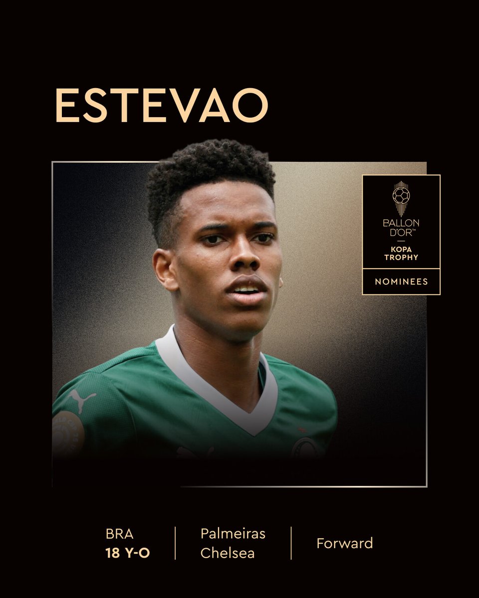 Nominated for the 2025 Kopa Trophy ⤵️

Estevao
@Chelsea

#ballondor