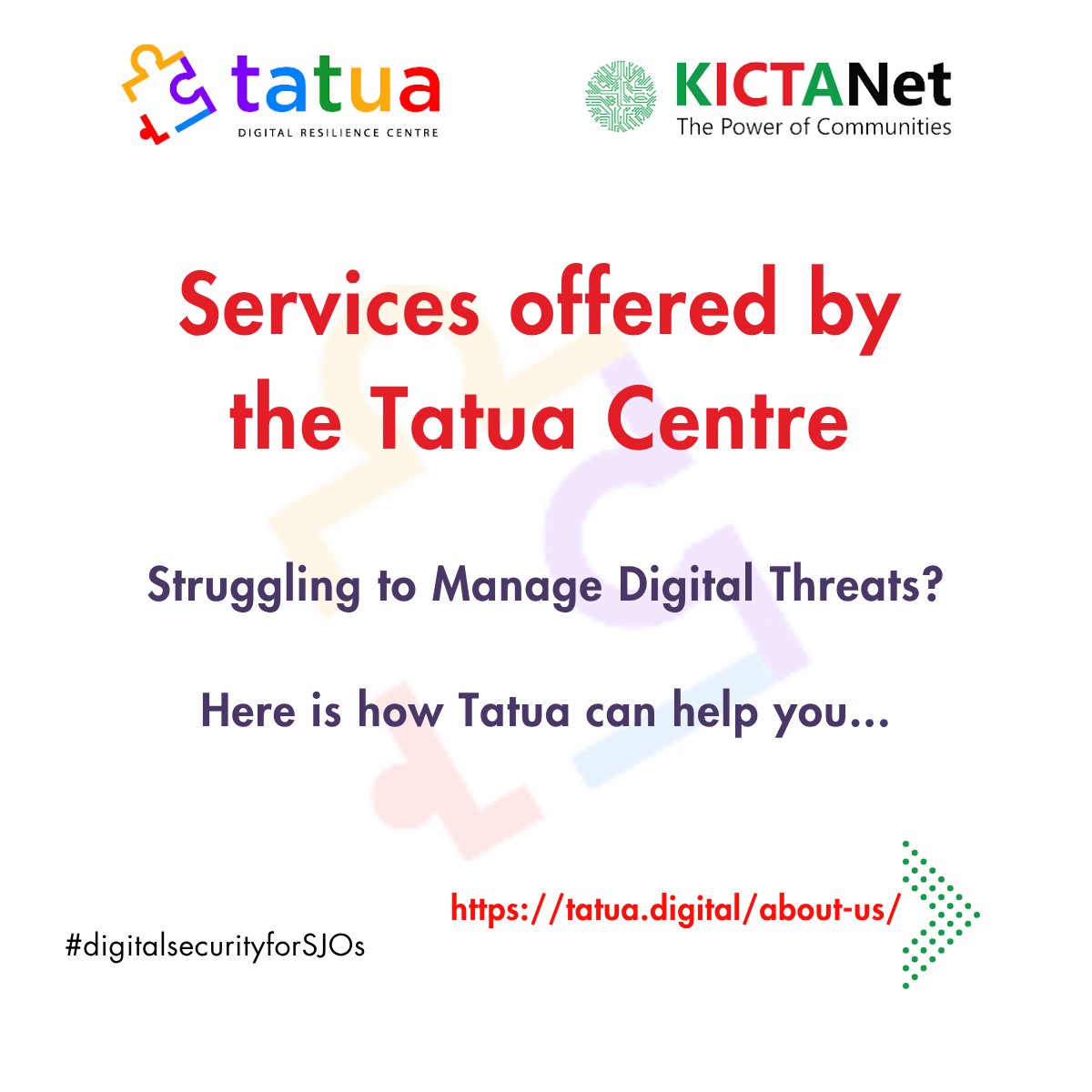 🧵1/6: Attention civil society actors in East Africa! Are you struggling to manage digital threats? Tatua Digital Resilience Centre is here to help. Here's how...

#digitalsecurityforSJOs