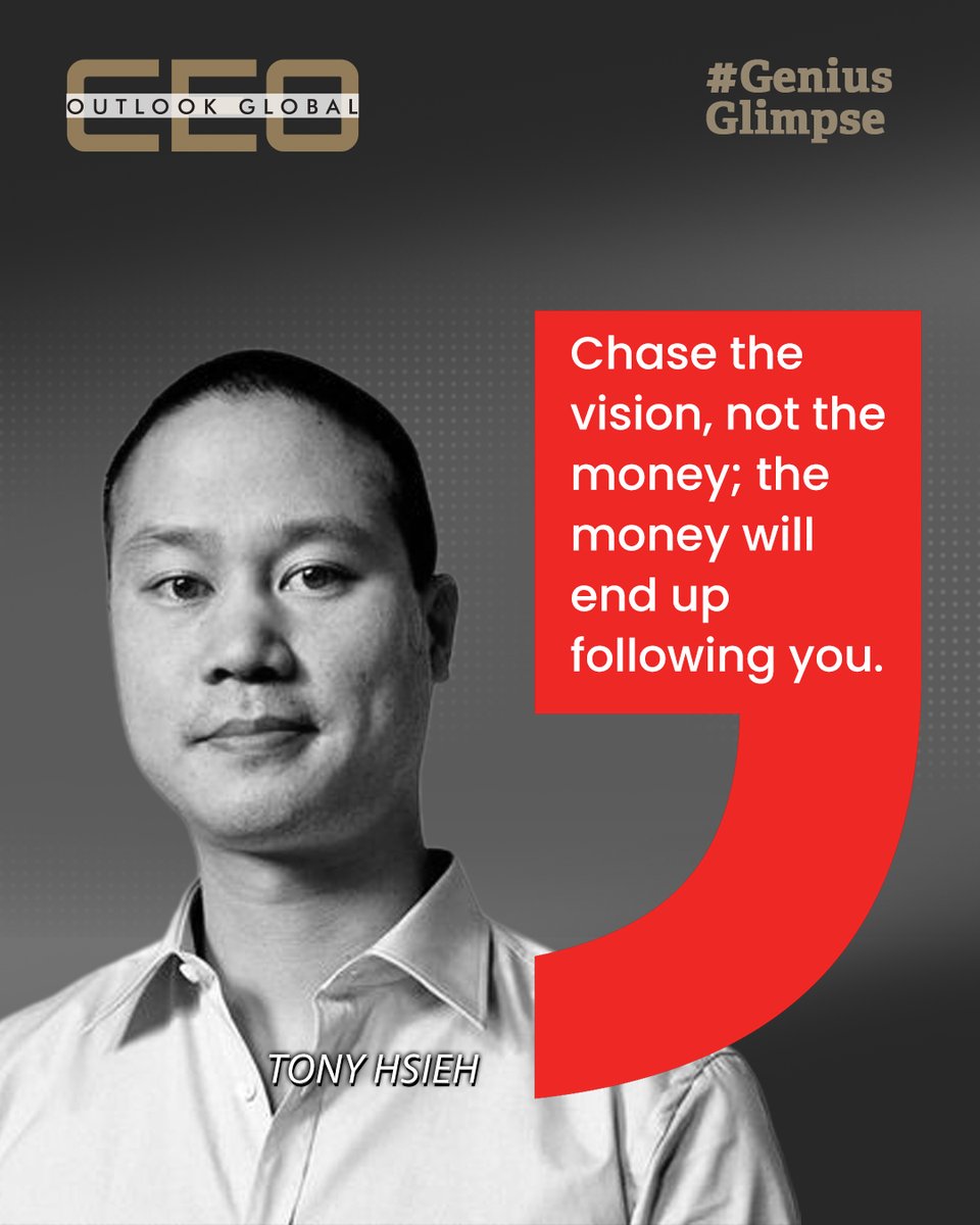ceo_outlook's tweet image. True entrepreneurship pursues purpose—Tony Hsieh reminds us that vision attracts true success.

#CeoOutlookGlobal #tonyhsieh #entrepreneurship #businesswisdom #visionaryleadership #purposeoverprofit #startupmindset #inspirationdaily #leadershipquotes