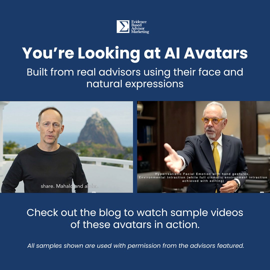 DanSolin's tweet image. Our avatars are crafted from real advisors&apos; faces, voices, and expressions—creating videos that are human, personal, and on-brand without live production costs. 

See them in action: tinyurl.com/ycyp3c8y

#AIforAdvisors #FinancialAdvisors #MarketingSupport