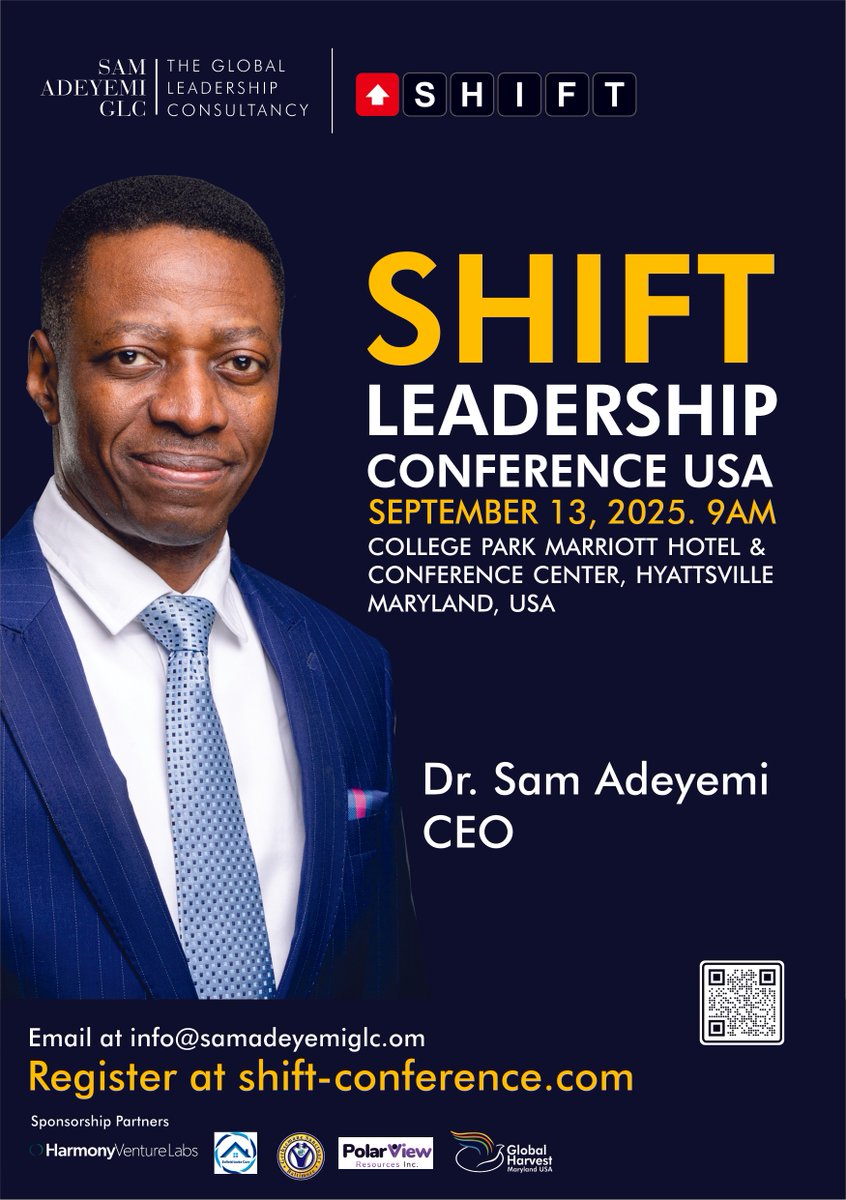 🚨 SHIFT Conference USA is here!
We’re live in Maryland on Sept 13 for a powerful, life-changing experience with Dr. Sam Adeyemi and special guests.

🎟️ Seats are limited — get yours now 👉 shift-conference.com

#SHIFTConferenceUSA