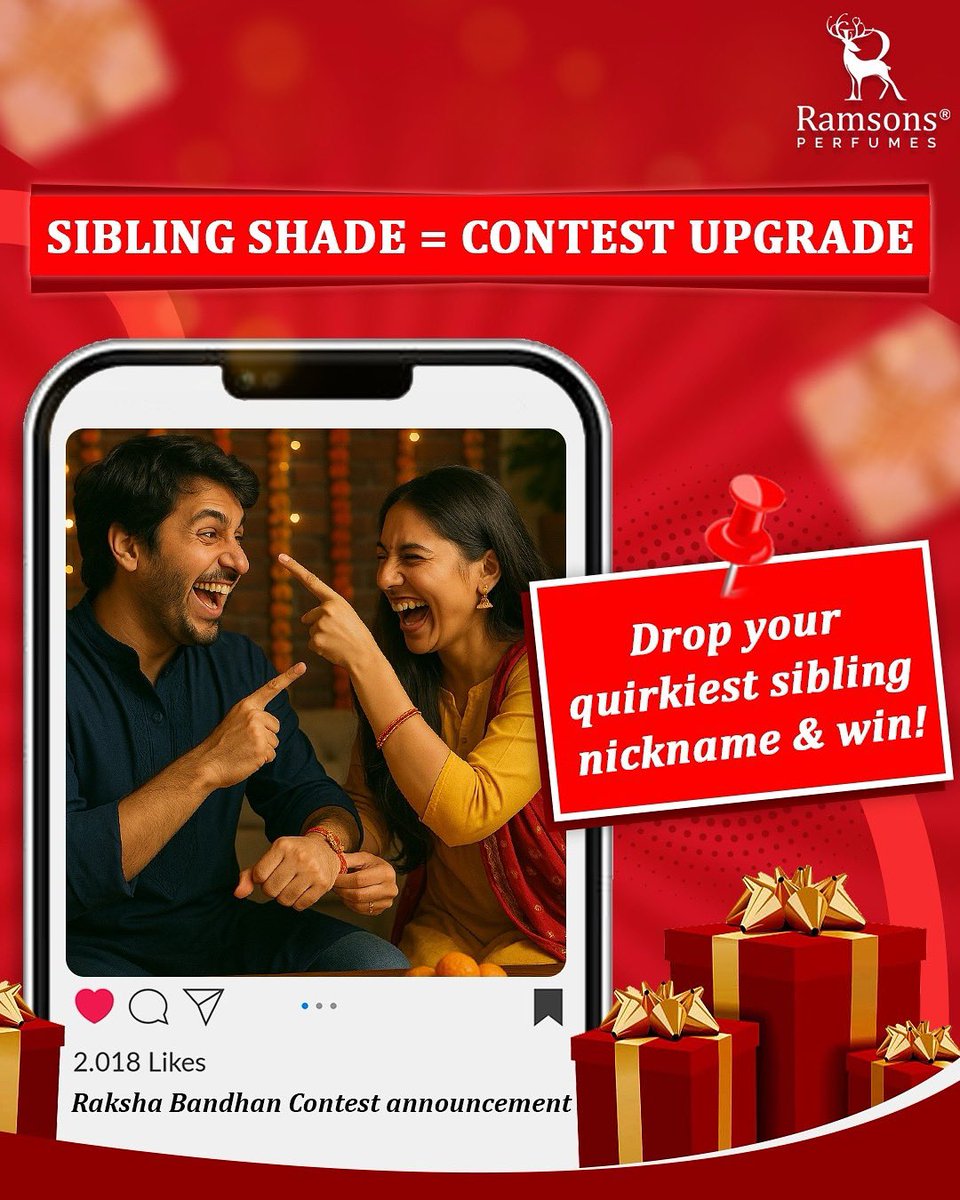 ramsonsperfume's tweet photo. Time to cash in on all those years of roasting your sibling 😏🎉

Enter the Ramsons Rakhi Contest:

👫 Tag your sibling
📝 Drop their most iconic nickname (the weirder, the better)
😂 Tell us why they totally deserve it (or not)
❤️ Like and follow @ramsonsperfumes https://t.co/n3k4Zez7NQ