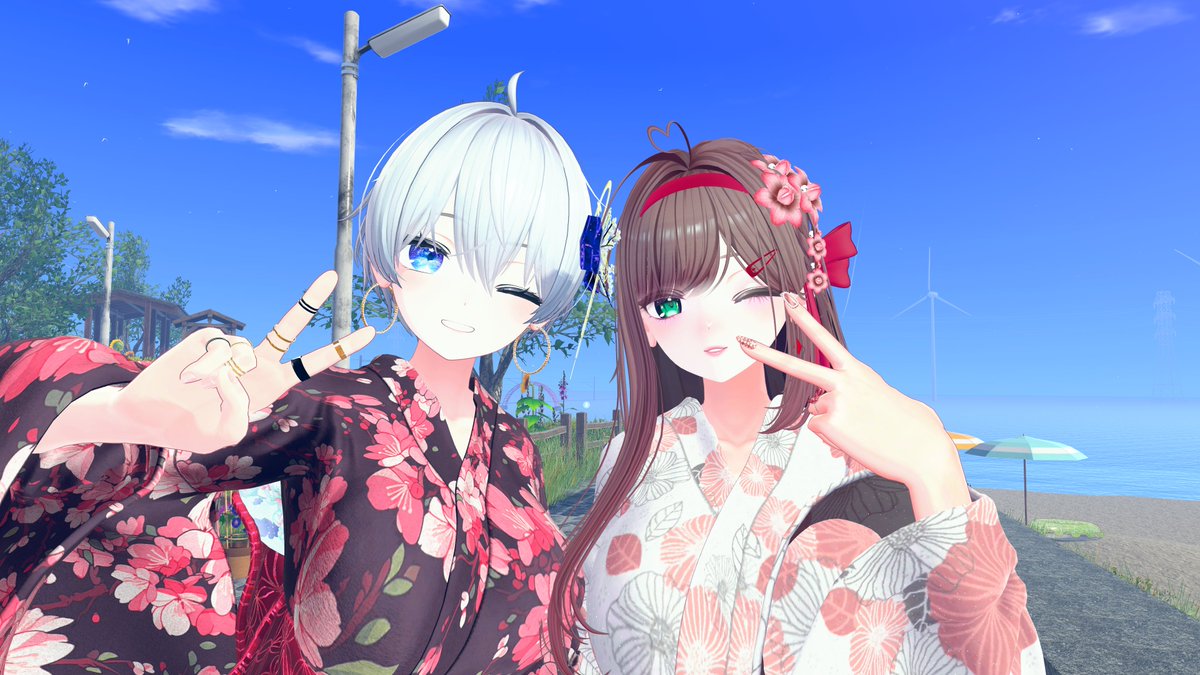 こちらは先日ぶいちゃ内で初めてお会いしたたけぴーさんとのツーショ！！

めっちゃお姉さんな感じで可愛いですよねっ✨
#VRChat
#LAUREL写真館