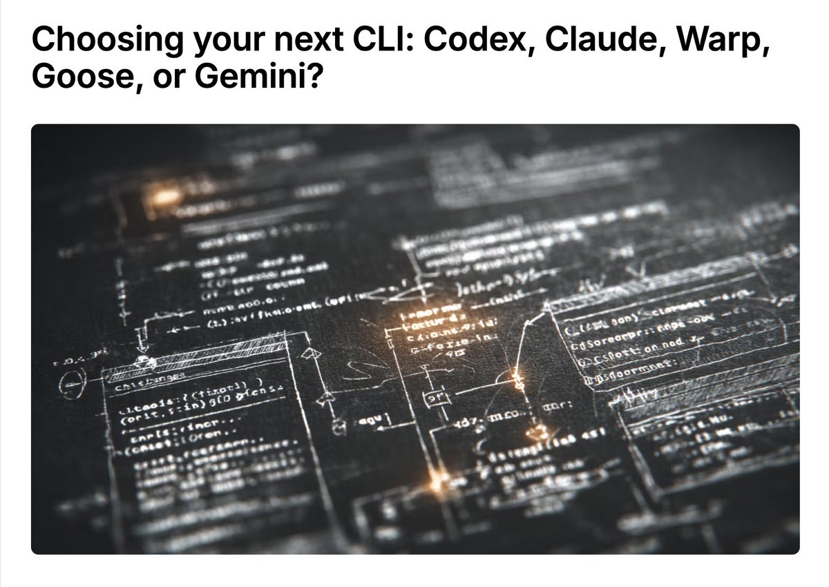 ainativedev's tweet image. New AI CLIs are everywhere, Claude, Codex, Warp, Goose, Gemini.

But benchmarks don’t tell the whole story.

We break down what actually matters: memory, looping, UX, price, and fit for your workflow.

Read before you choose 👇
ainativedev.co/2rb

#AINativeDev #Codex #Gemini