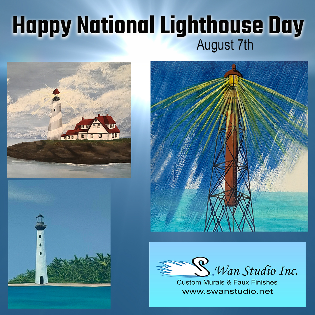 Happy National Lighthouse Day! #nationallighthouseday  #lighthousemural #lighthouseart