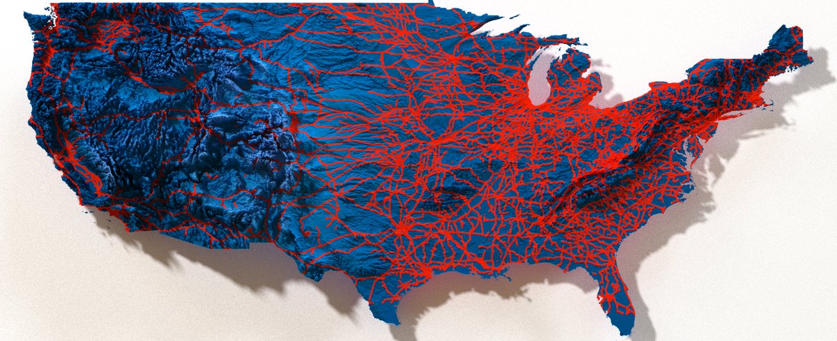 Sofia Lazar (@lazarsofia1) on Twitter photo 🚨🚆 3D RAIL MADNESS ACROSS 🇺🇸 🚆🚨
Just mapped the entire US rail network draped over 3D terrain and YES, it’s as wild as it sounds🧠💥
🥸 Inspired by the wizardry of <a href="/milosmakesmaps/">Milos Makes Maps</a>
#DataViz #rstats #Cartography #OpenData #Rstats #Infrastructure #USA #Railways 🚨🚆 3D RAIL MADNESS ACROSS 🇺🇸 🚆🚨
Just mapped the entire US rail network draped over 3D terrain and YES, it’s as wild as it sounds🧠💥
🥸 Inspired by the wizardry of <a href="/milosmakesmaps/">Milos Makes Maps</a>
#DataViz #rstats #Cartography #OpenData #Rstats #Infrastructure #USA #Railways