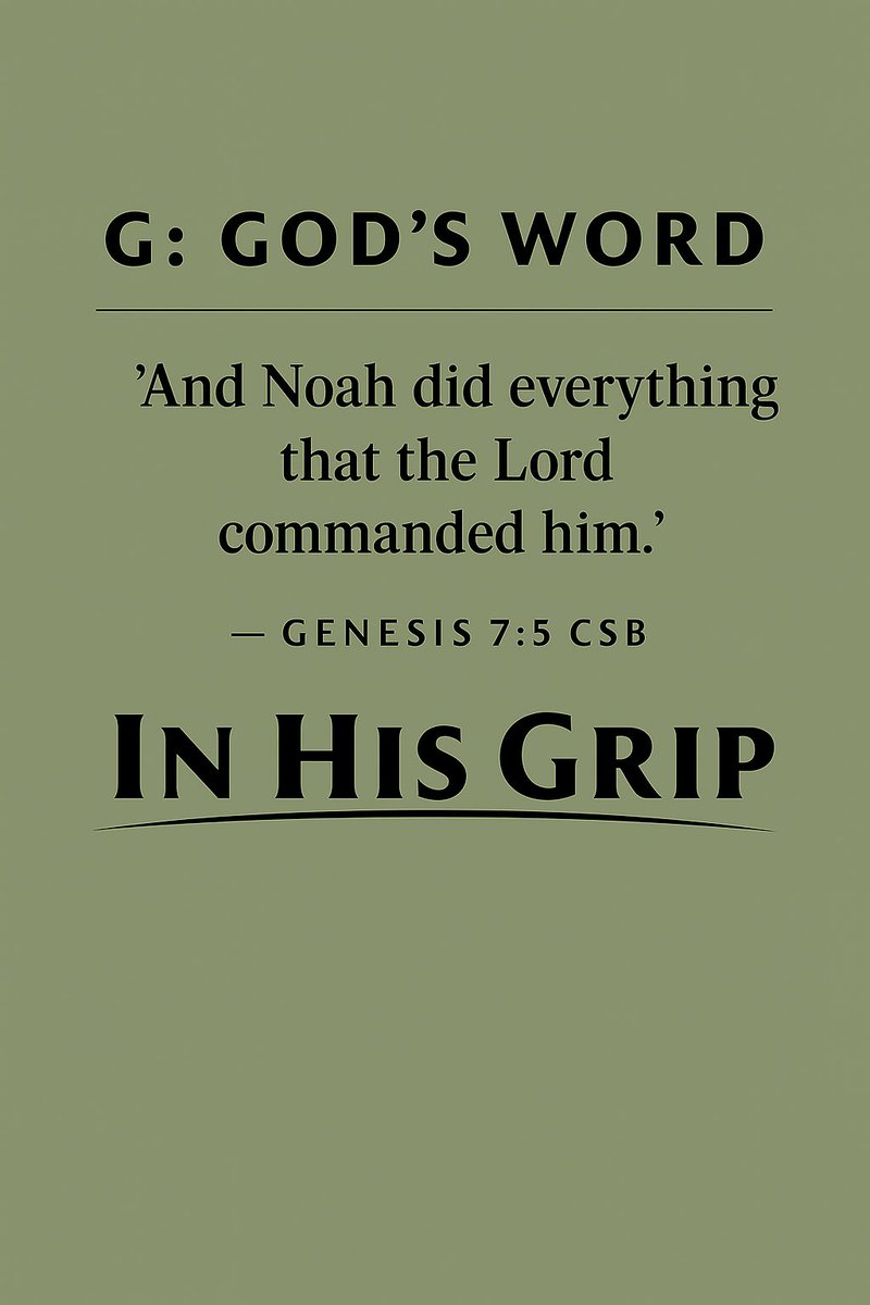 “Partial obedience is disobedience in disguise.”

P: PRAY
Lord, give me the heart of Noah—a heart that obeys fully, trusts completely, and walks faithfully with You. Help me to hear Your voice clearly and to act immediately. Strengthen my will to follow through, even when it