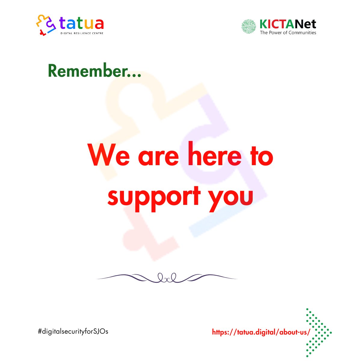 🧵6/6: Want support that's not listed in this thread? Call us, text, or use our helpdesk to send your request... 

We'll let you know if we can help.

Visit the Tatua website for more information on how to reach us: tatua.digital/services/

#digitalsecurityforSJOs