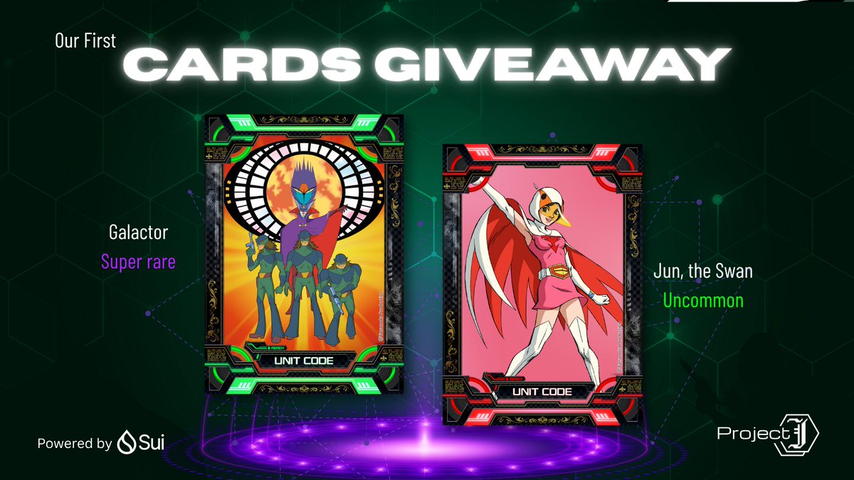 🎉🚀 Our First Giveaway Campaign is Here! 🎉

Calling all collectors! 🃏✨ After our NFT mint, it’s time to build your collection with some amazing cards! This time, we’re giving away:

🔥 Galactor - Super Rare
🕊 Jun, the Swan - Uncommon
🗓 Campaign Duration: Starting today,