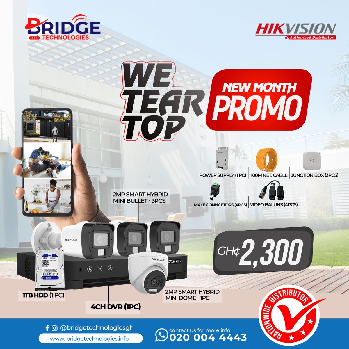GHBridgeTech's tweet image. Secure your home or office NOW!
📹 Get 6PCS Hikvision Smart Hybrid CCTV for just GH₵3,000 or 4PCS for GH₵2,300 

📞 020 004 4443
🔗 bridgetechnologies.info

#Security #CCTVPromo #BridgeTechnologies #HikvisionGhana #SmartSurveillance