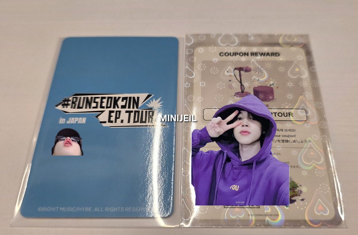 #RUNSEOKJIN_epTOUR_japan
콘서트의 행복을 나눕니다♡

💍 ONLY_RT 
💍 팔로워_한정
💍 주말에_한분_추첨
💍 일본 JPFC 특전 포카 + 인더섬 포카 세트를 드립니다♡

포카를 받아주신 
<a href="/NANA_0613_1013/">NANA🐥💜💐</a> 씨
다시 한번 감사드립니다🫶

(앞)                                          (뒤)