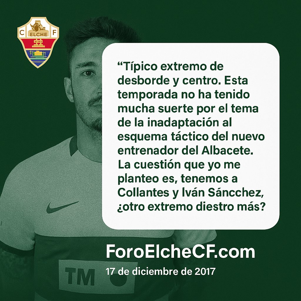 🔙 En 2017 comentábamos así el fichaje de <a href="/JosanFerrandez7/">Josan Ferrandez</a> 
 foroelchecf.com/viewtopic.php?…
📚 El valor de tener esta base de datos pública y ordenada para el aficionado es incalculable.
💬 Algo imposible de mantener en las RRSS.
#ForoElcheCF #ArchivoFranjiverde