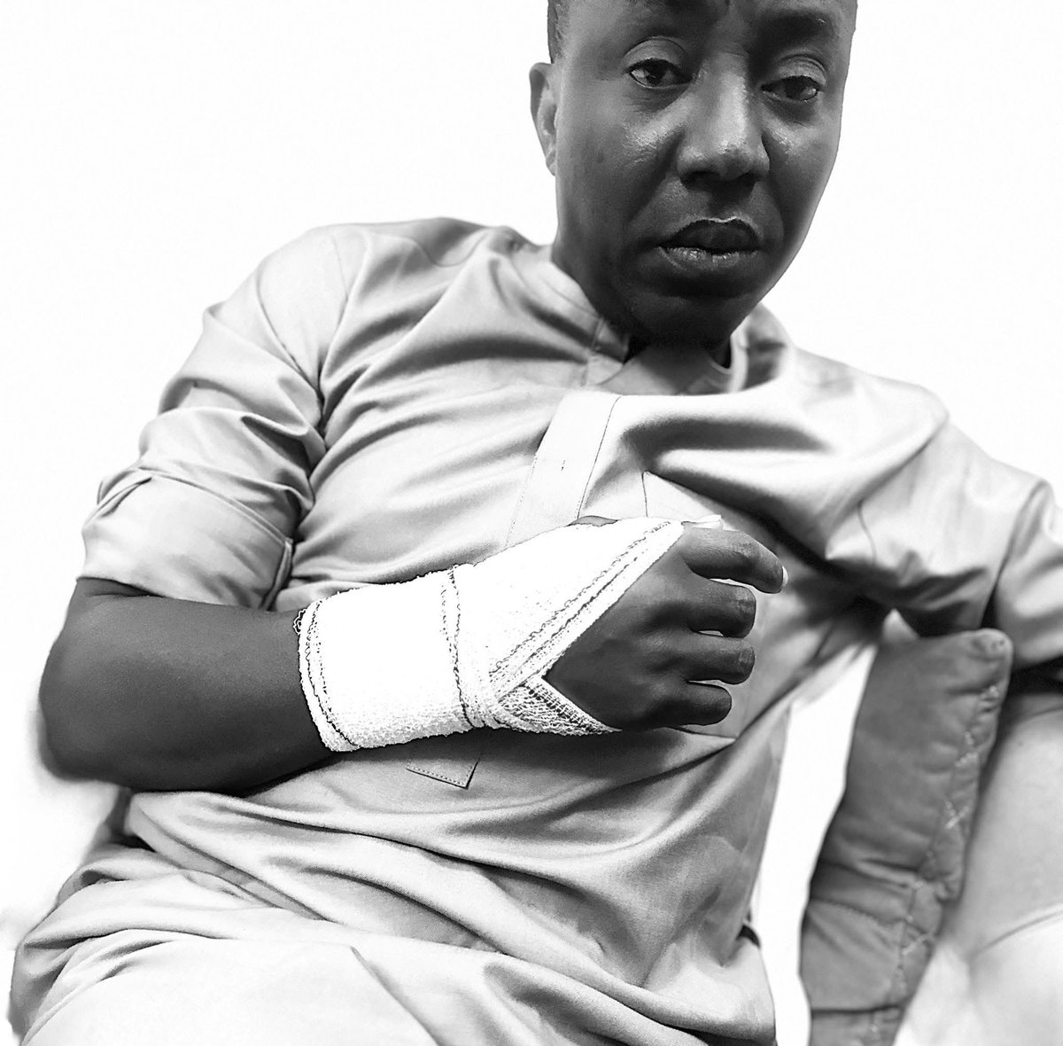 Sowore got to Police office hale and hearty. Barely 10 hours later, Sowore hand is broken by rogue police officers barely 10 hours after his wrongful detention.

Egbekegbe Police is after Sowore’s life. 

We will hold Egbetokun and his men accountable.