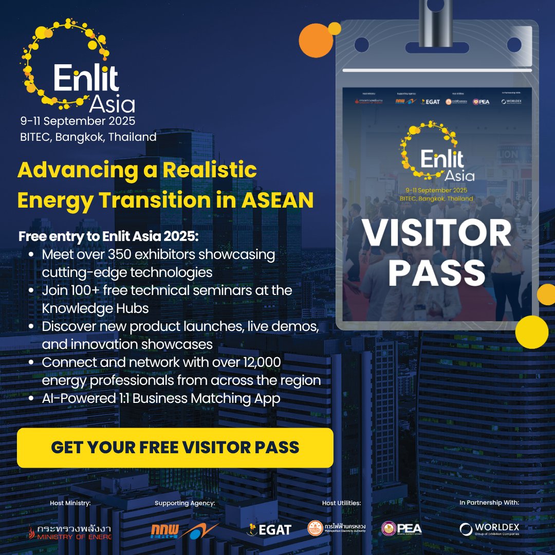 Join us at Enlit Asia 2025 in Bangkok this September! 
Register FREE for 3 days of energy insights, workshops, networking &amp; more. Don’t miss out – sign up now! [bit.ly/ea25gsef]