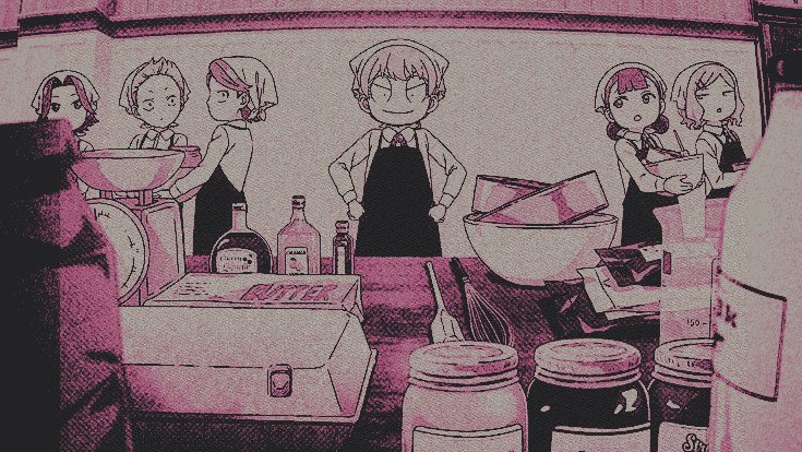 ⠀
Ella está planeando preparar el desayuno para toda la tripulación de Heart Pirates y Kid Pirates ( ella no sabe cocinar ).
⠀⠀