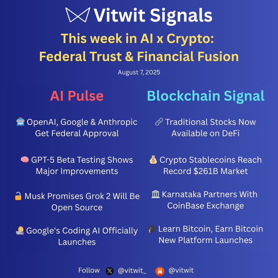 🚀<a href="/vitwit_/">Vitwit</a> Signals

This week in AI x Crypto: Federal Trust &amp; Financial Fusion

Read here👉: vitwit.substack.com/p/this-week-in…
