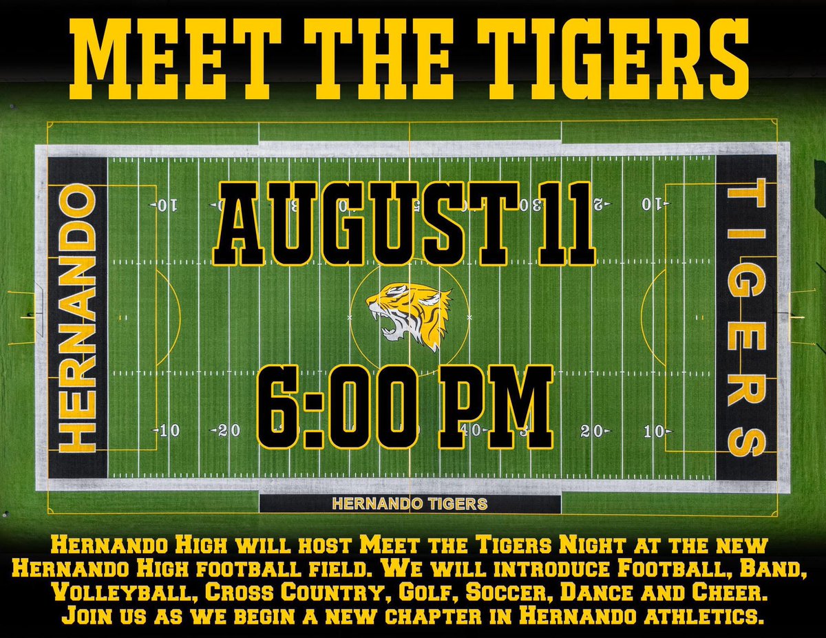 Join us for a night under the lights as we kick off the season with our community!

🏈 Meet the players
🎉 Get hyped for the season
📅 Monday, Aug 11
📍 Hernando High School
🕖 6:00 pm