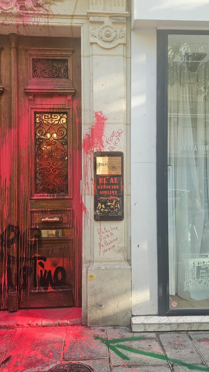 The El Al office in France vandalized by pro-Palestinian supporters.

A sad, yet entirely predictable outcome when Macron relentlessly vilifies Israel and rewards Hamas with a state.