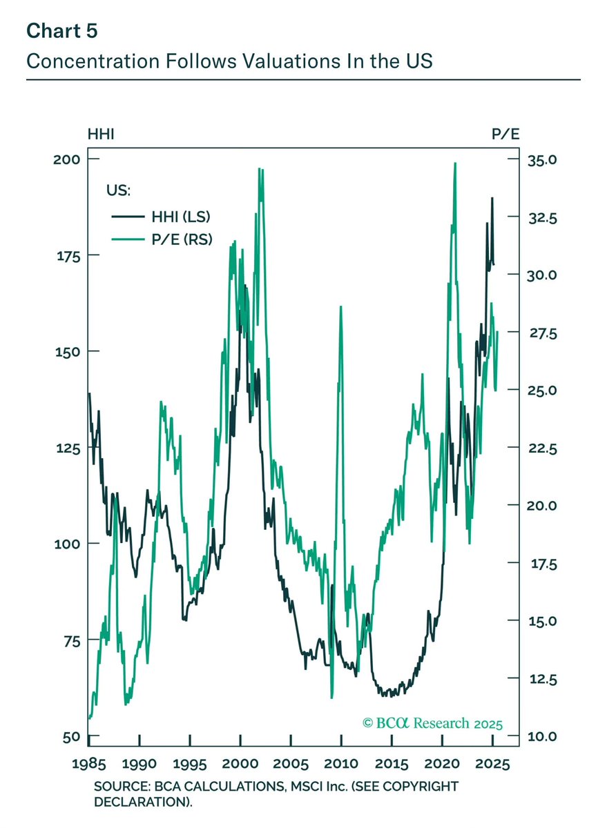 Thank you Neil. To clarify:
In the US there is a correlation between concentration and forward returns. But this just comes from the fact that concentration and valuations are themselves correlated.
Concentration doesn’t add any predictive value beyond what valuations already