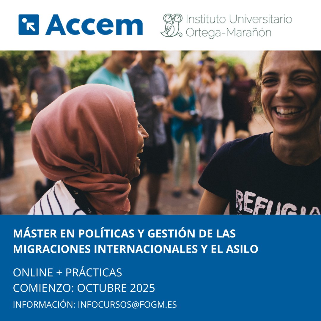 Accem_ong's tweet photo. El máster en Políticas y Gestión de las migraciones y asilo es perfecto para profesionales en migración y protección internacional. Está impartido por #Accem y el Instituto Universitario de Investigación Ortega-Marañón. La matrícula está abierta hasta el 28 de septiembre. #Formación #ONG #Máster