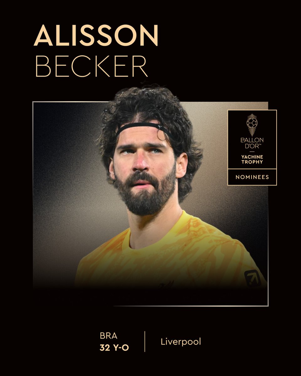Ballon d'Or (@ballondor) on Twitter photo Nominated for the 2025 Yachine Trophy nominees โคต๏ธ
<a href="/Alissonbecker/">Alisson Becker</a>
<a href="/LFC/">Liverpool FC</a>
<a href="/CBF_Futebol/">brasil</a>
#ballondor Nominated for the 2025 Yachine Trophy nominees โคต๏ธ
<a href="/Alissonbecker/">Alisson Becker</a>
<a href="/LFC/">Liverpool FC</a>
<a href="/CBF_Futebol/">brasil</a>
#ballondor