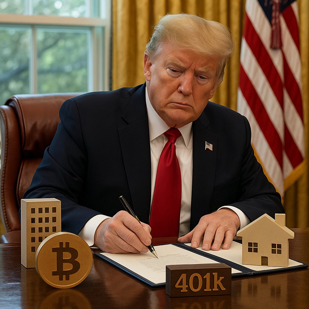 🚨⚠️#Trump, Perşembe günü 401(k) hesaplarında özel emlak, gayrimenkul, kripto para ve diğer alternatif varlıklara izin vermeyi amaçlayan bir yönetici emri imzalayacak.