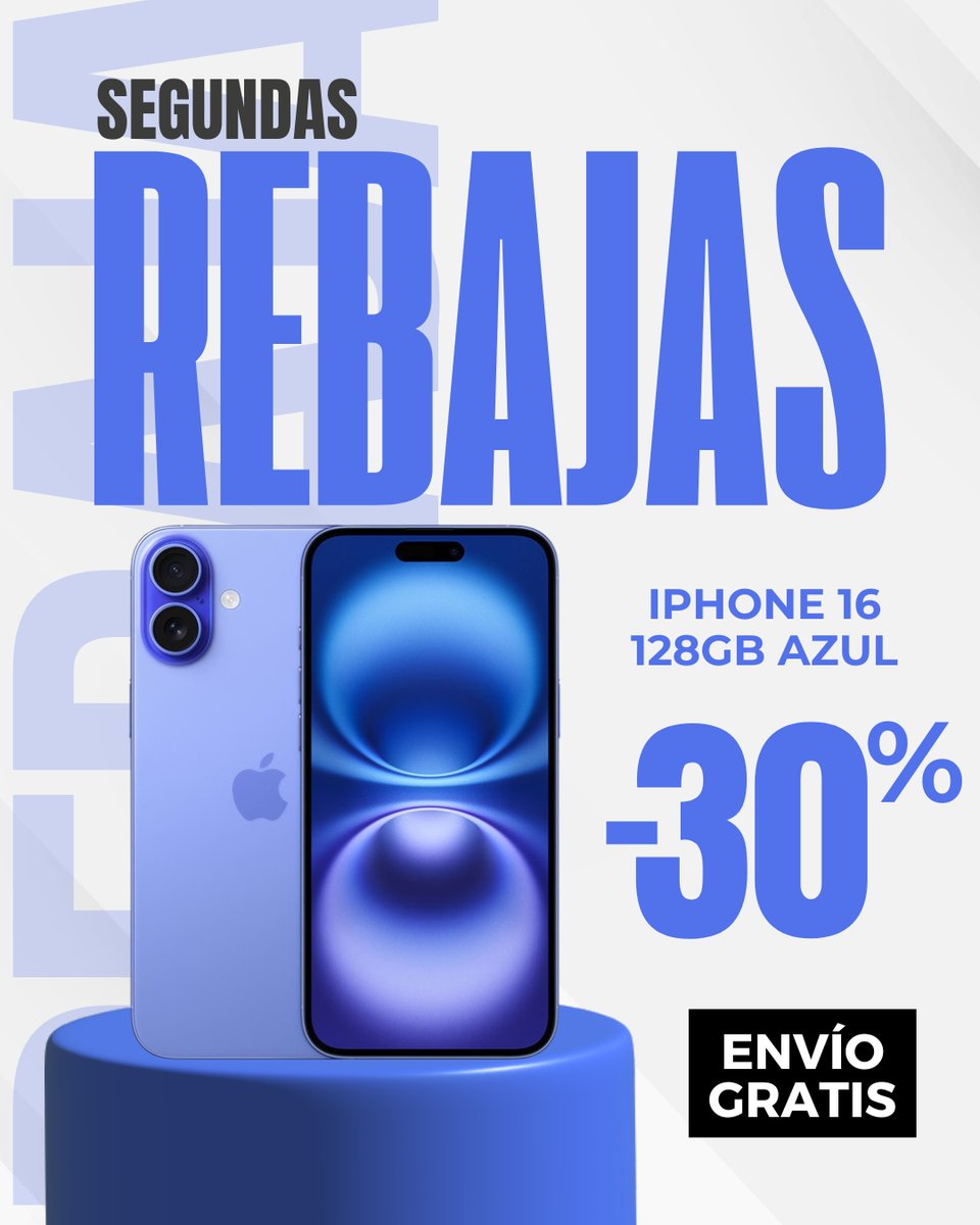 📱💙 ¡-30% de descuento + envío gratis!

El iPhone 16 128GB Azul combina potencia, diseño elegante y almacenamiento suficiente para todas tus apps y fotos😍

No pierdas esta oferta exclusiva en Allzone👌

👉 buff.ly/kGx7ACI

#RebajasAllzone #iPhone16 #AppleEnOferta