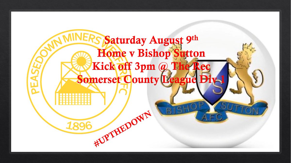 PMWFC (@peasedownmwfc) on Twitter photo Football is back, we start the season with a home game against <a href="/BishopSuttonAFC/">Bishop Sutton AFC</a>
Come on down and support the lads in their first game under the new management team. Football is back, we start the season with a home game against <a href="/BishopSuttonAFC/">Bishop Sutton AFC</a>
Come on down and support the lads in their first game under the new management team.