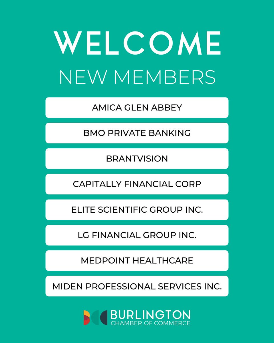 burlingtoncofc's tweet photo. Please welcome our newest members! We look forward to having you join our community.
#BurlingtonCofC #ConnectingLeaders #CreatingOpportunity #ActiveAdvocacy #BurlOn #BurlOnBiz #BCC #ChamberNetwork https://t.co/sUh1bcARJV