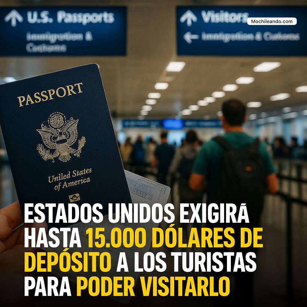 Estados Unidos exigirá un depósito de hasta $15,000 para algunos turistas. 😳🇺🇸✈️

A partir del 20 de agosto de 2025, ciertos viajeros que soliciten visa de turismo o negocios (B-1/B-2) deberán pagar un depósito reembolsable entre $5,000 y $15,000. El programa piloto aplicará