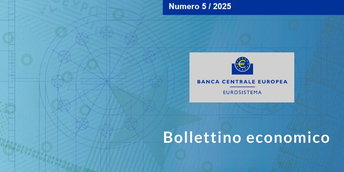 Ufficio Stampa della Banca d'Italia (@ufficiostampabi) on Twitter photo #Bankitalia è online la versione in italiano del Bollettino economico della BCE n. 5 del 2025, con gli aggiornamenti sull’evoluzione dei principali indicatori e sugli andamenti economici e monetari per l’area dell'euro <a href="/ecb/">European Central Bank</a>.
🔗 Leggi qui: bancaditalia.it/pubblicazioni/…
#BE #BCE #Bankitalia è online la versione in italiano del Bollettino economico della BCE n. 5 del 2025, con gli aggiornamenti sull’evoluzione dei principali indicatori e sugli andamenti economici e monetari per l’area dell'euro <a href="/ecb/">European Central Bank</a>.
🔗 Leggi qui: bancaditalia.it/pubblicazioni/…
#BE #BCE