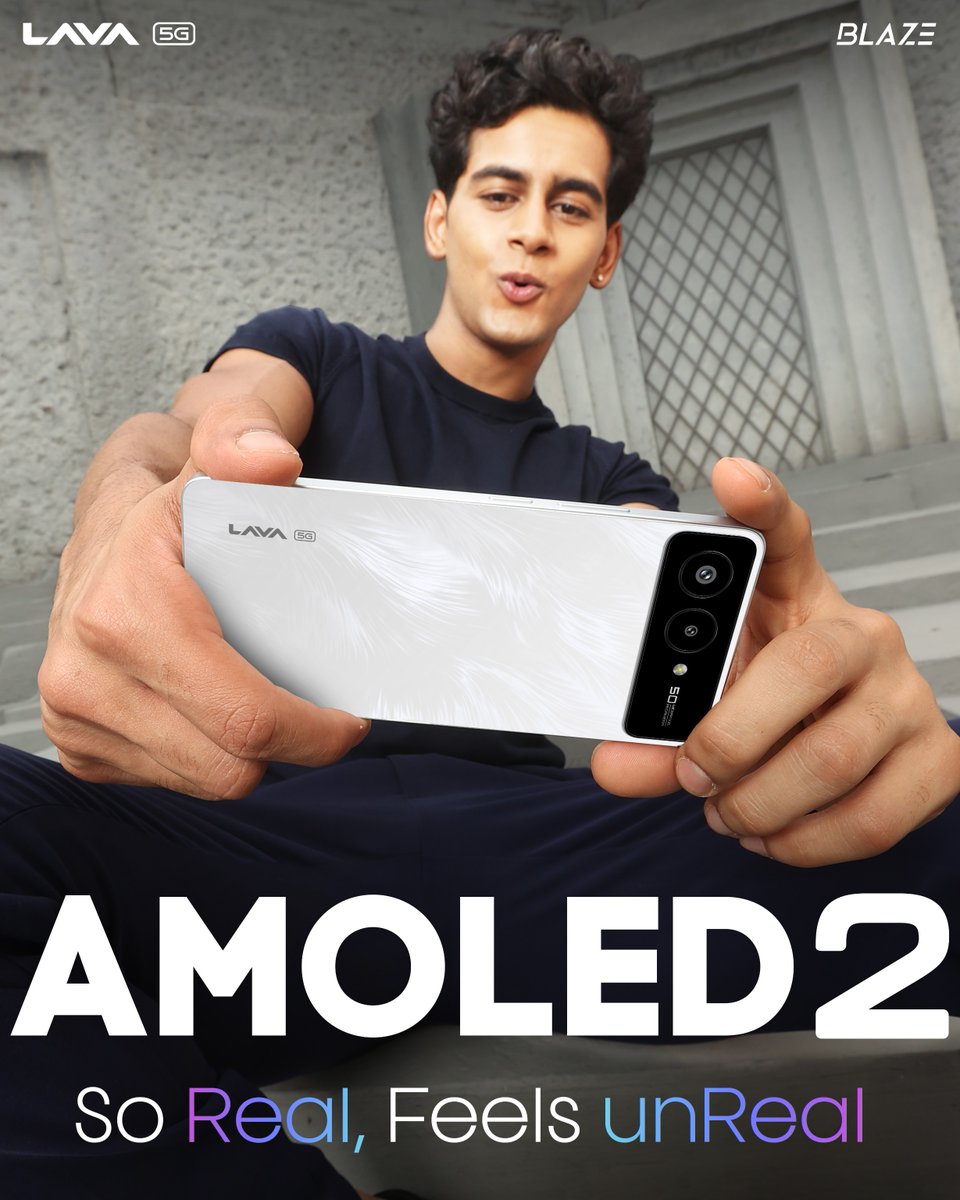 LavaMobile's tweet image. Blaze AMOLED 2 5G – Launching On 11th August, 2025.

So Real, Feels UnReal. ✨
Now describe it your way. 👇🏻

#ContestAlert
Describe the Blaze AMOLED2 5G in just 3 words?
Drop your answers in the comments below.

The most creative entry wins a brand new Blaze AMOLED 2 5G!