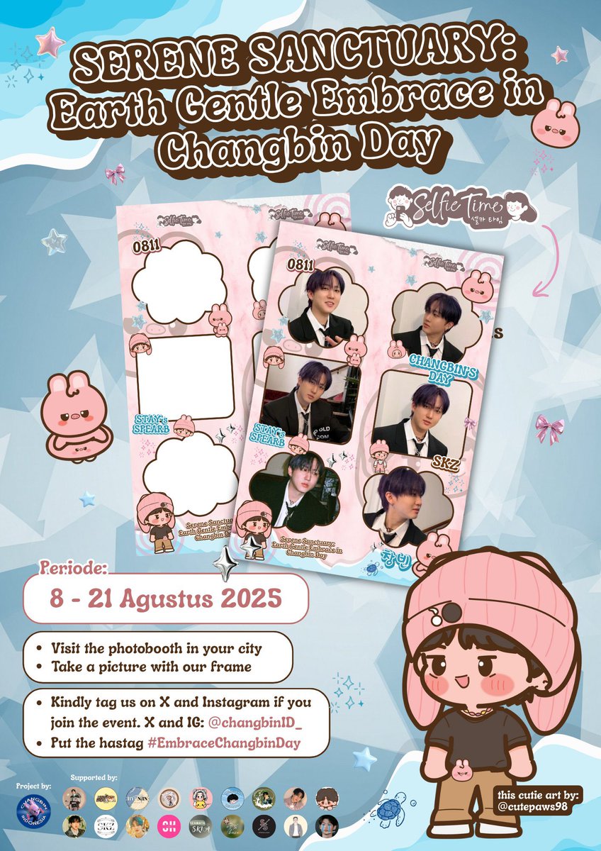 yangjeonginID's tweet photo. 🫧 Serene Sanctuary: Earth's Gentle Embrace in Changbin Day Photoframe event 📸

🗓️ 8 - 21 Agustus 2025
📍 @selfietimeid

fanart by : @cutepaws98 🍀
capture your special moment and tag @ChangbinID_ ✿

#HappyChangbinDay #EmbraceChangbinDay 🫧 https://t.co/76SoDz19pE