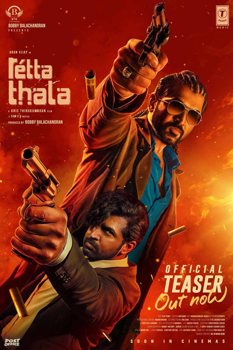 Sivakarthikeyan (@siva_kartikeyan) on Twitter photo Happy to unveil the teaser of #RettaThala - youtu.be/GCNIHzJ5LQs
Looks intense. Best wishes to <a href="/arunvijayno1/">ArunVijay</a> anna, <a href="/KrisThiru1/">Kris Thirukumaran</a> sir and the entire team 😊👍
<a href="/bbobby/">bbobby</a> <a href="/BTGUniversal/">BTG Universal</a> <a href="/SiddhiIdnani/">Siddhi Idnani</a> <a href="/actortanya/">Tanya S Ravichandran</a> #Johnvijay <a href="/SamCSmusic/">𝐒𝐀𝐌 𝐂 𝐒</a> <a href="/editoranthony/">Lewellyn gonsalvez</a> <a href="/tijotomy/">Tijo Tomy</a> <a href="/aarun666/">aarun</a> <a href="/tseriessouth/">T-Series South</a> Happy to unveil the teaser of #RettaThala - youtu.be/GCNIHzJ5LQs
Looks intense. Best wishes to <a href="/arunvijayno1/">ArunVijay</a> anna, <a href="/KrisThiru1/">Kris Thirukumaran</a> sir and the entire team 😊👍
<a href="/bbobby/">bbobby</a> <a href="/BTGUniversal/">BTG Universal</a> <a href="/SiddhiIdnani/">Siddhi Idnani</a> <a href="/actortanya/">Tanya S Ravichandran</a> #Johnvijay <a href="/SamCSmusic/">𝐒𝐀𝐌 𝐂 𝐒</a> <a href="/editoranthony/">Lewellyn gonsalvez</a> <a href="/tijotomy/">Tijo Tomy</a> <a href="/aarun666/">aarun</a> <a href="/tseriessouth/">T-Series South</a>