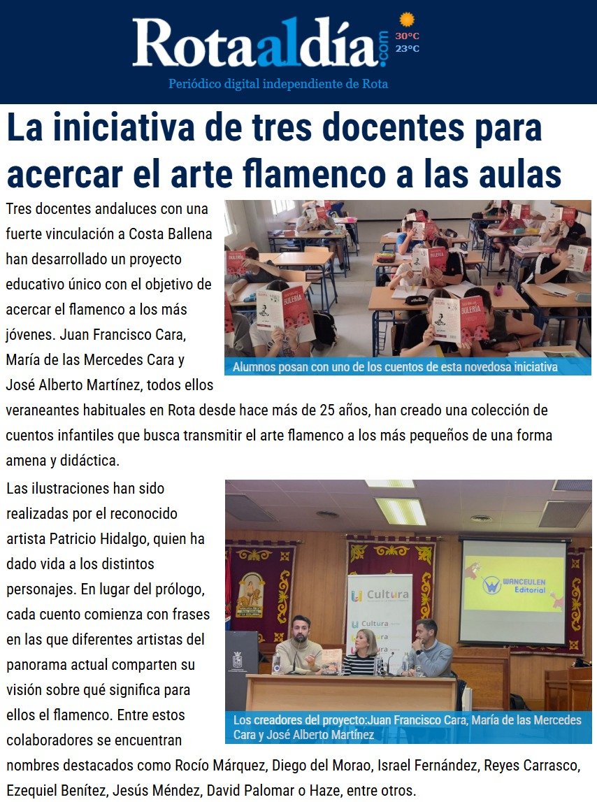 📰📘 Noticia sobre nuestra colección de cuentos "Érase una vez... Bulería" en el Periódico <a href="/rotaaldia/">rotaaldia</a> 📕🗞️

#FlamencoenelAula
#EducacionyFlamenco
