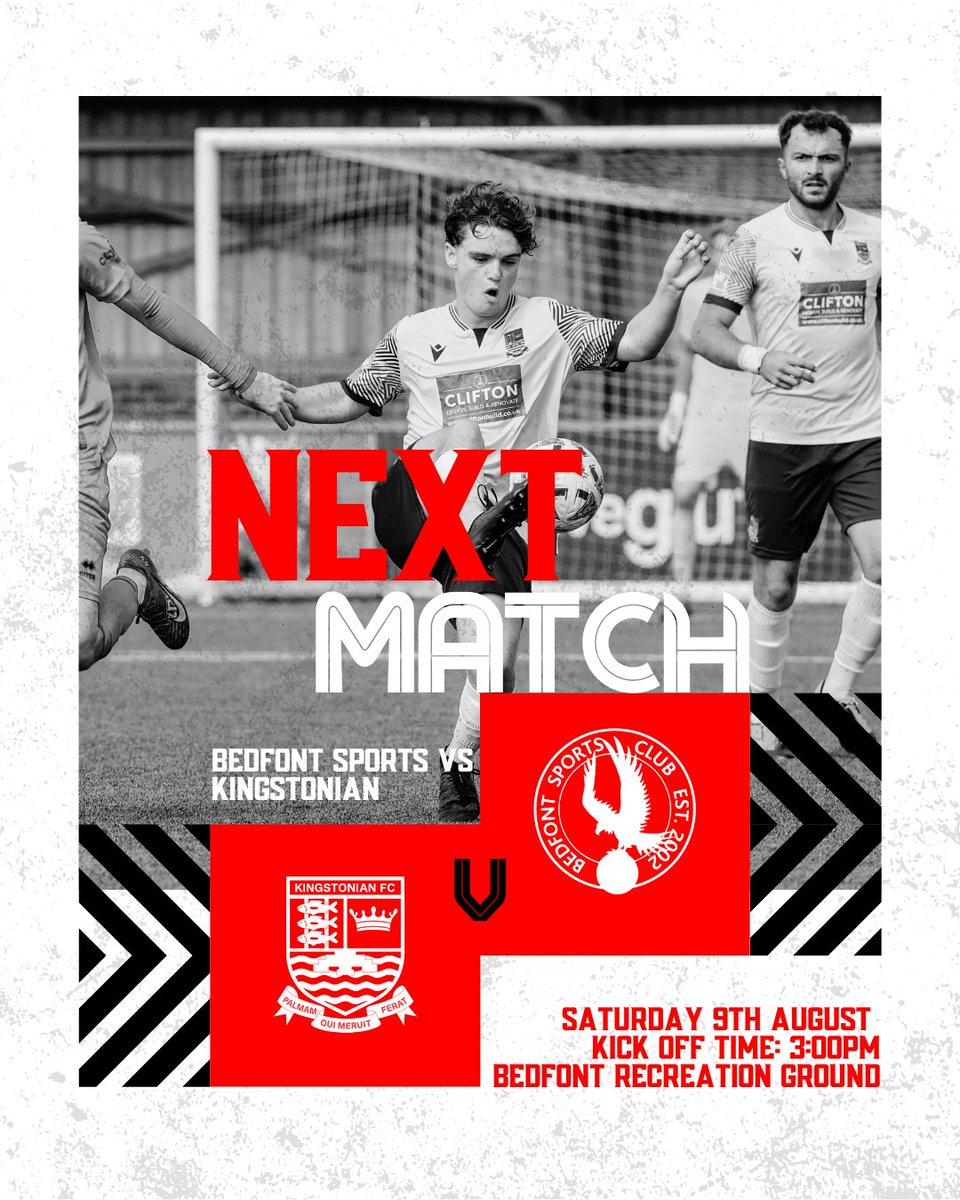 The boots are laced. The squad’s locked in.
First whistle of the season lands this Saturday.
We head to Bedfont. We kick off at 3.
And we’re not coming quietly.
Let’s make some noise. Let’s make a statement.
Let’s make it count. 🔴⚪️

#UpTheKs #HereWeGo #KingstonianFC