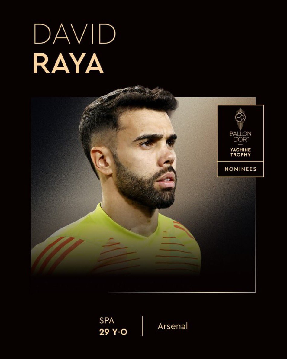 🚨 OFFICIAL: David Raya has been nominated for the Yashine Trophy for the 𝐁𝐞𝐬𝐭 𝐆𝐨𝐚𝐥𝐤𝐞𝐞𝐩𝐞𝐫 𝟐𝟎𝟐𝟓 at the Ballon d’Or 💫

Congratulations Raya 🧤👏