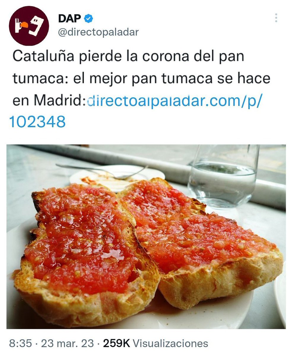 D'aquí a 100 anys els llibres d'història diran que el "pan tumaca" era un plat típic madrileny