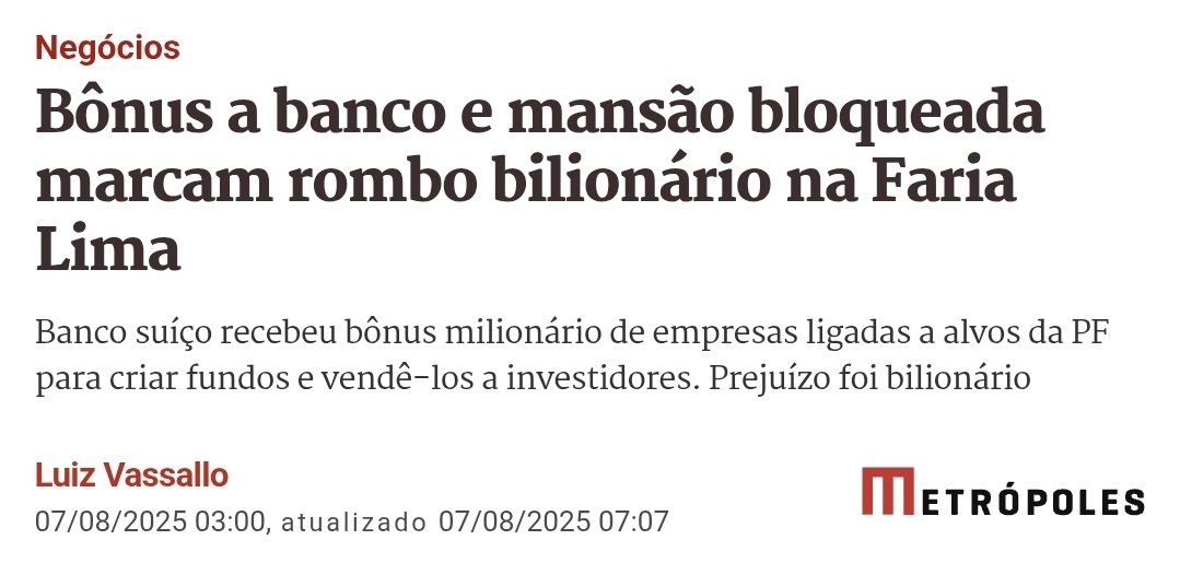 Não é acidente que as empresas investidas tivessem sócios sob investigação. Isso era conhecido. A operação só avançou porque o banco tinha incentivo para ignorar o risco. Recebeu bônus milionário pela estruturação, não pela performance. E como a remuneração veio antes da implosão