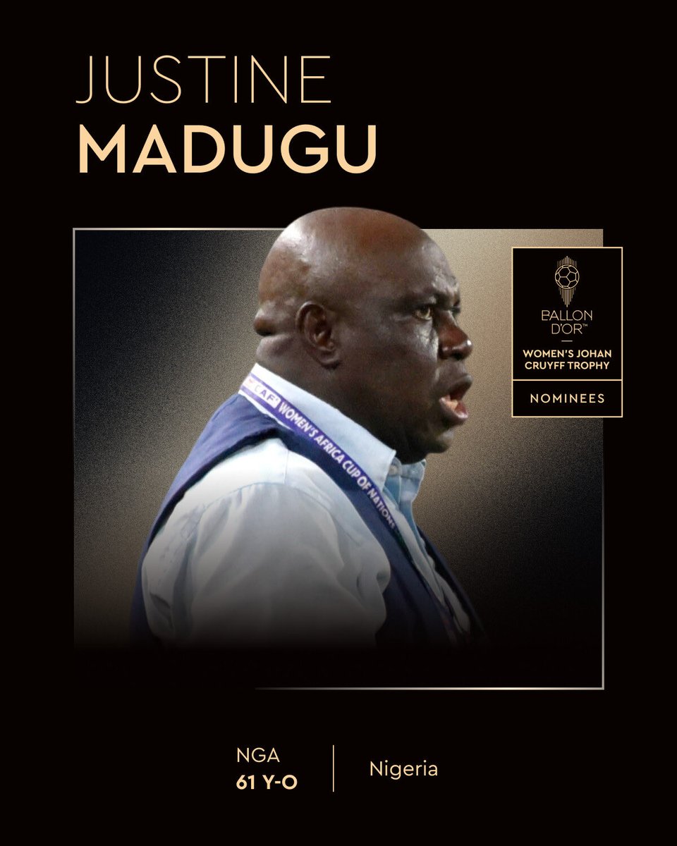 🚨Nominated for the 2025 Women's Team Coach of the Year Trophy is Super Falcons’ Justine Madugu

Capable of winning it??