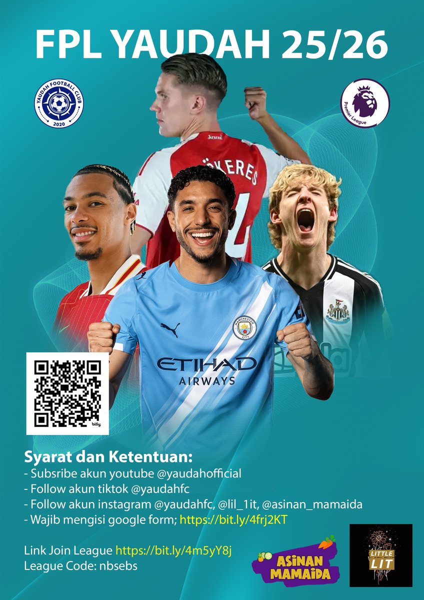 FPL YAUDAH FC telah memasuki musim kelima. Tahun ini, kami terus meramaikan kompetisi FPL dengan semangat untuk tetap eksis dan tidak redup. Semoga kita semua dapat terus bermain dan berkumpul dalam berbagai event yang kami selenggarakan