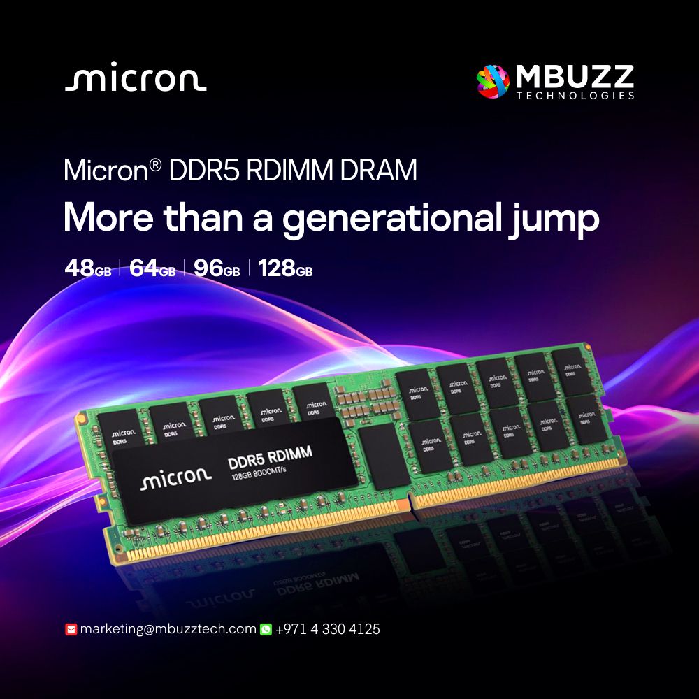 MBUZZ (@mbuzztech) on Twitter photo Micron DDR5 RDIMM – Next-Gen Server Memory
Up to 9200 MT/s speeds, 128 GB capacity, 2× the DDR4 bandwidth, and 22% better efficiency.
Perfect for AI, LLMs, HPC, and cloud infrastructure.
🔗 zurl.co/zHO9
📧 marketing@mbuzztech.com
#Micron #DDR5 #RDIMM #MBUZZ Micron DDR5 RDIMM – Next-Gen Server Memory
Up to 9200 MT/s speeds, 128 GB capacity, 2× the DDR4 bandwidth, and 22% better efficiency.
Perfect for AI, LLMs, HPC, and cloud infrastructure.
🔗 zurl.co/zHO9
📧 marketing@mbuzztech.com
#Micron #DDR5 #RDIMM #MBUZZ