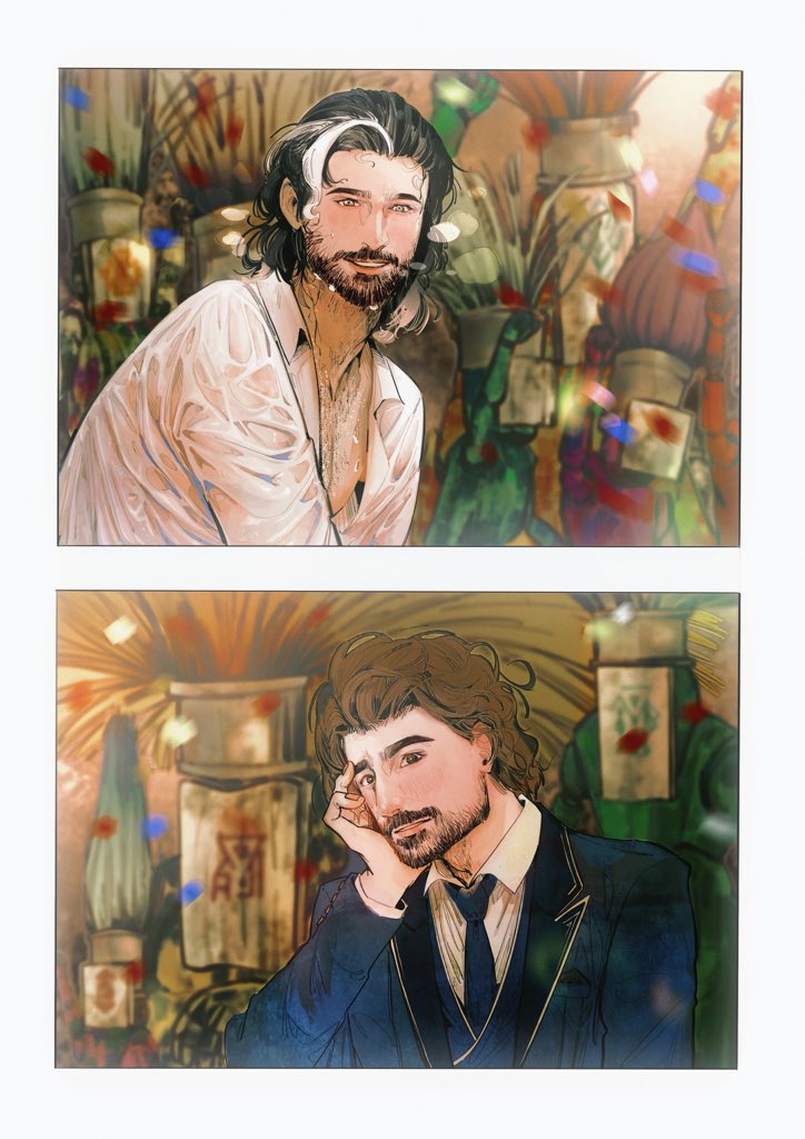 "You're staring"

I asked my friend to illustrate my favorite #verstave fanfic—she chose this moment from Chapter 6 after reading it. Dedicated to my literary goddess <a href="/milkymisia/">misia</a> 🤗

Link here if anyone’s interested: archiveofourown.org/works/66937090