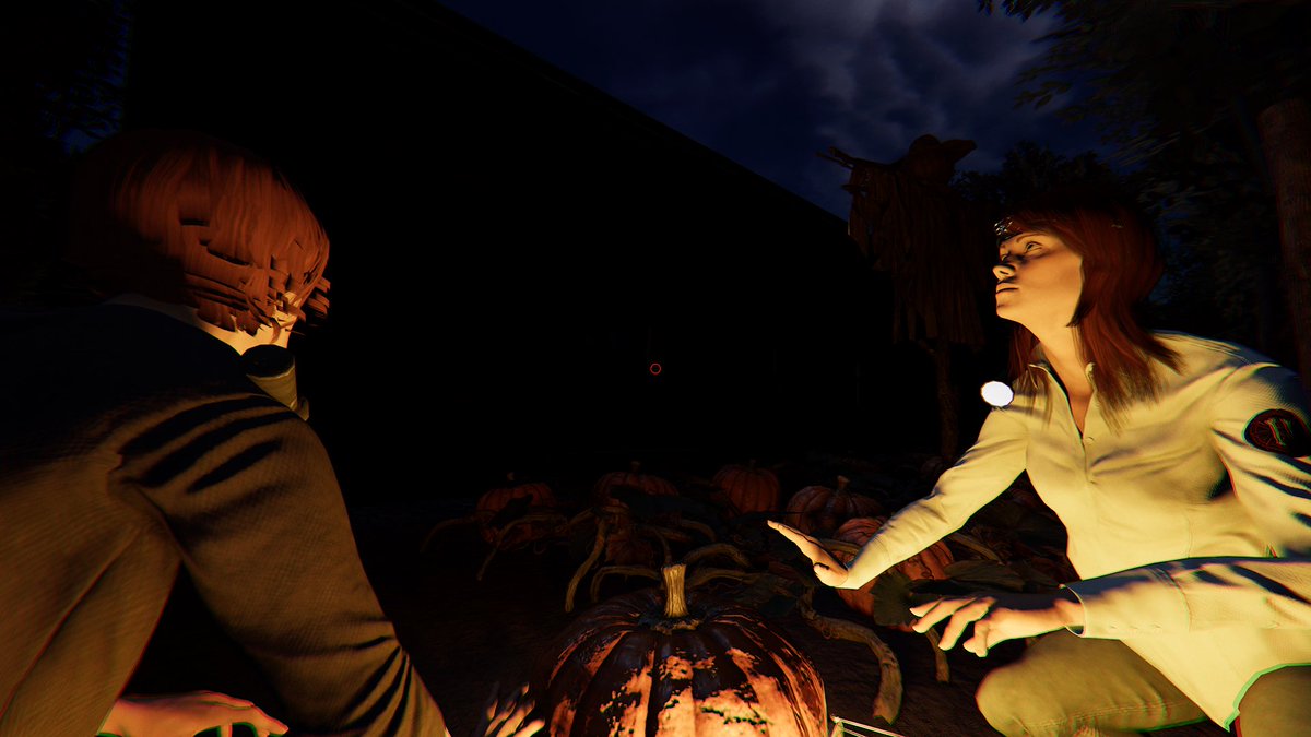 Me and my duo had a random stop hunting the ghost and come take screenshot photos of us in the pumpkin patch at Graffton in phasmophobia in exchange for us getting him a perfect game in the next investigation. 🧡🧡🧡