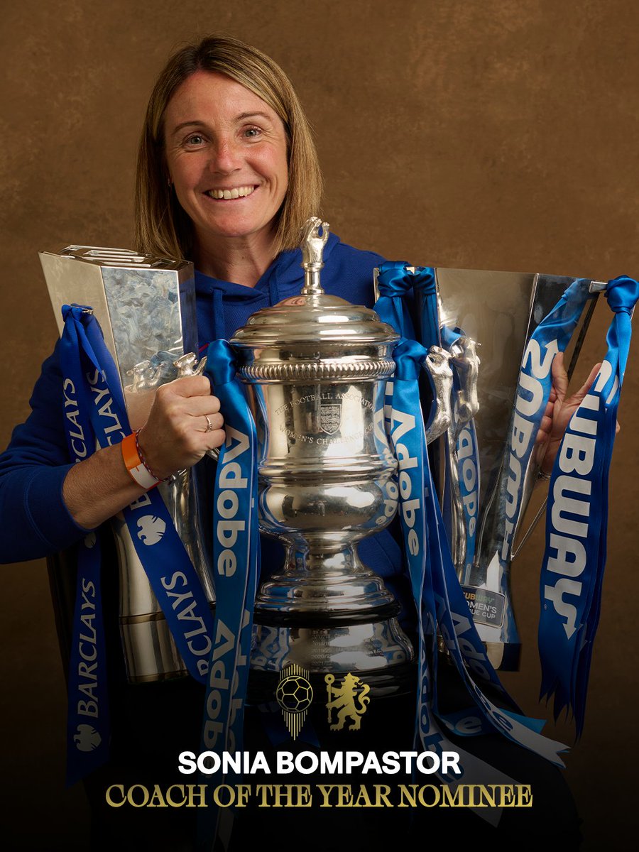 A treble winner in her first Chelsea season. 🏆🏆🏆

Sonia Bompastor has been nominated for #BallondOr's Coach of the Year for 2025. 🙌