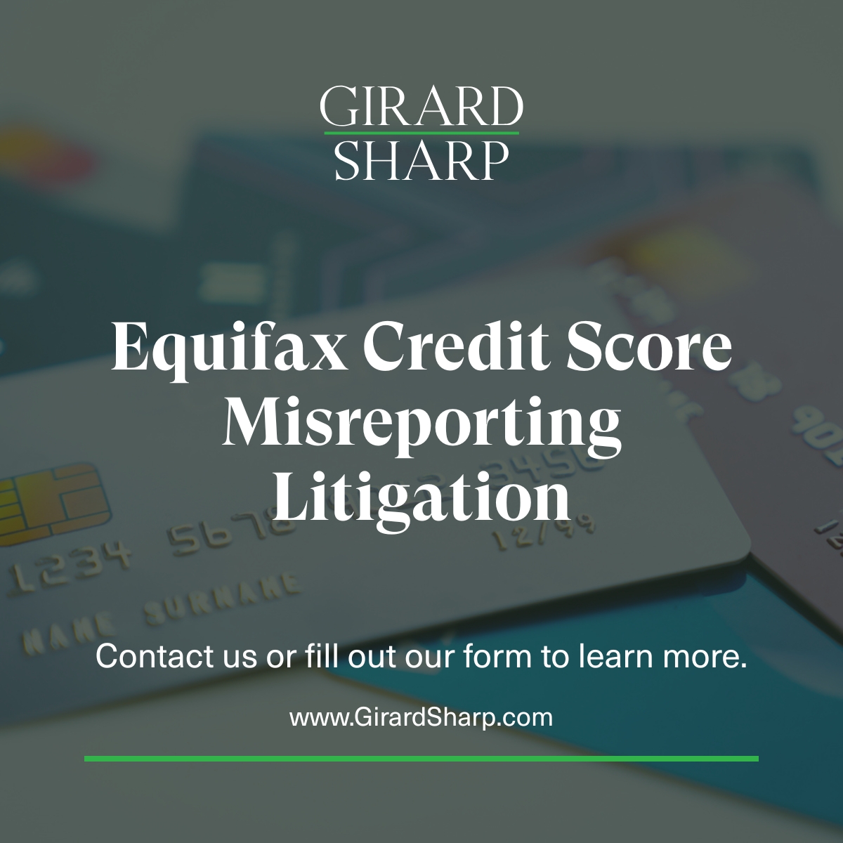 Girard Sharp is investigating Equifax’s 2022 credit score misreporting that caused Equifax to provide inaccurate credit scores and credit information relating to millions of consumers.

Learn more: girardsharp.com/results-invest…

#EquifaxInvestigation #CreditRights